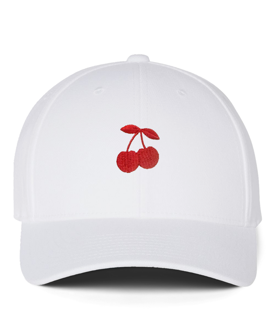 Cherry Baseball Cap White – Armchair Expert